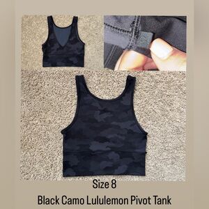Lululemon Black Camo Pivot Tank Size 8